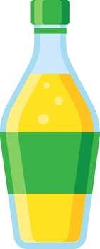 Refreshing yellow juice in a glass bottle with a green label and cap, symbolizing healthy living and ideal for food and drink marketing projects vector