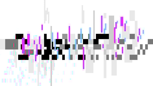 Pixelated financial chart illustrating market volatility with fluctuating prices in black, gray, pink, and light blue bars on a white background, capturing stock market trends vector