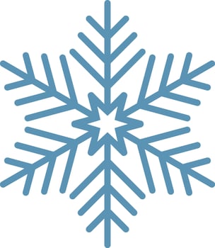 Simple light blue snowflake with a star in the center representing winter, christmas and holidays, ideal for greeting cards or winter projects vector