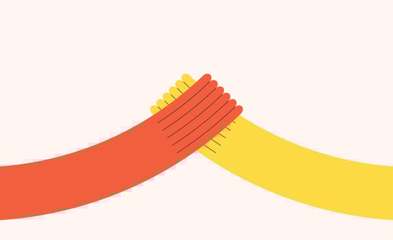 Illustration holding hand unique design cartoon abstract vector