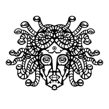 Humanoid Female Robot Cyborg Medusa Head Mascot vector