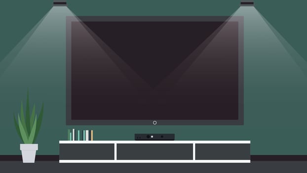 Modern Digital Television in Living Room at Home with Spotlight vector