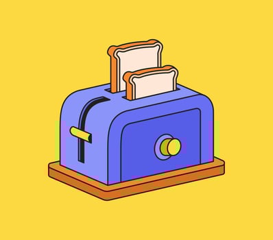 Cartoon toaster and slice bread hand drawn vector