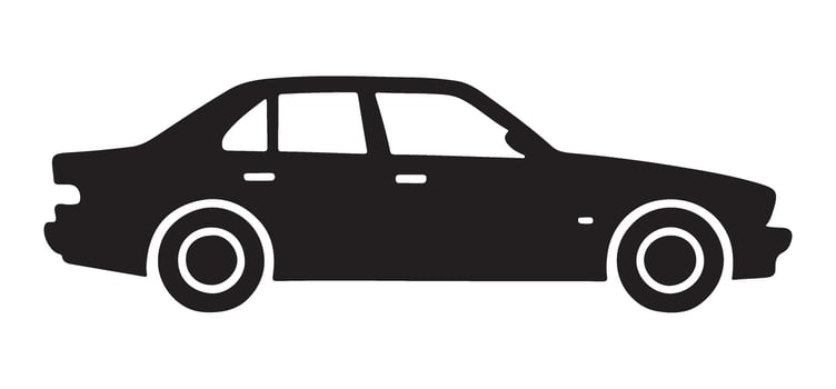 Classic Black Silhouette Sedan Car Side View Illustration vector