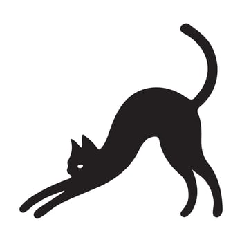 Silhouette of a Stretching Black Cat vector