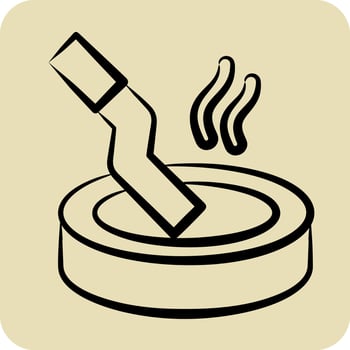 Icon Ashtray. related to Smoking symbol. hand drawn style. design editable vector