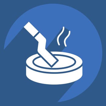 Icon Ashtray. related to Smoking symbol. long shadow style. design editable vector