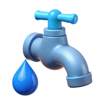 Realistic 3D Faucet and Droplet Illustration png