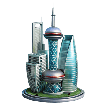 Iconic Skyscrapers and Modern Architecture in 3D png