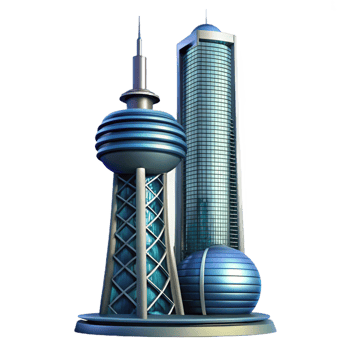 Futuristic Spiraling Skyline 3D Design png