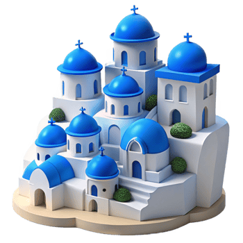 Mediterranean Village with Blue Domes png