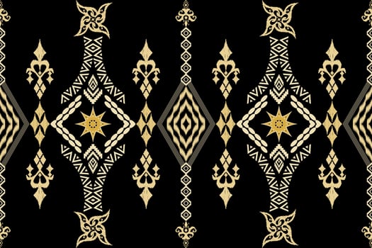 embroidery style traditional art pattern on black background vector