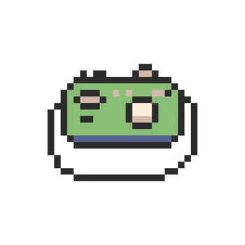 camera retro pixel art vector