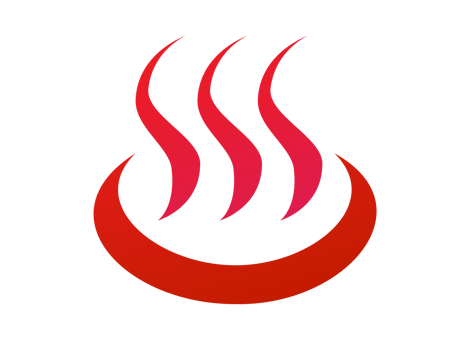 Red hot springs icon with steam rising from circular tub png