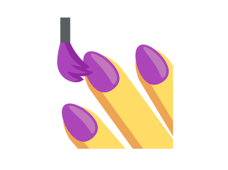 Colored purple nail polish being applied to finger nails icon, png
