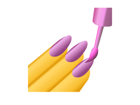 Colored purple nail polish being applied to finger nails icon png