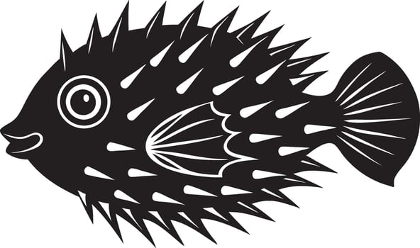 a black and white puffer fish on a white background vector