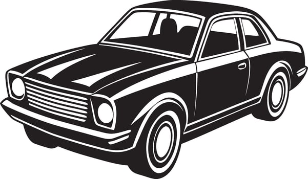an old car is shown in black and white vector