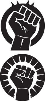 a black and white illustration of a clenched fist vector