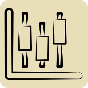 Icon Stock Invesment. related to Savings symbol. hand drawn style. design editable vector