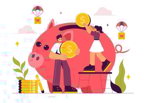 Flat Style Charity Illustration with a Heart Symbolizing Fundraising and Support vector