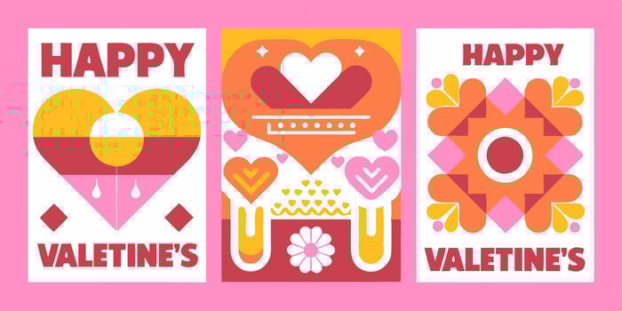 Valentine's day cards with hearts and hearts vector