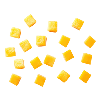 Sliced mango cubes isolated on a transparent background showcasing vibrant tropical fruit for culinary and design projects png