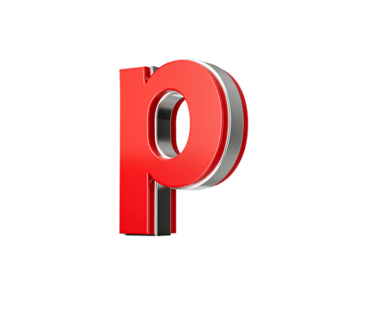 Vibrant Red Small Letter p Gleams With Its Sleek Metallic Design With Sharp Edges 3D Illustration png