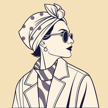 Closeup portrait business woman with glasses in a brown suit on a colored background vector