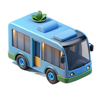 Eco-Friendly 3D Electric Bus Illustration png