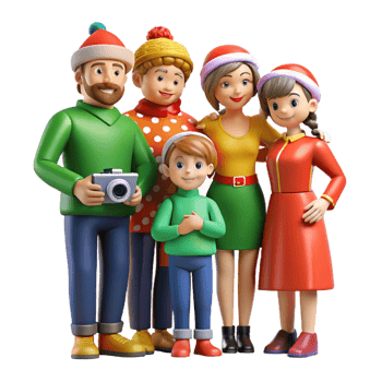 Festive Family Portrait for Christmas Celebration png