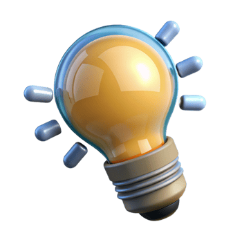 3D Light Bulb Icon for Bright Ideas png