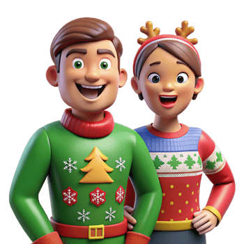 Festive Friends in Christmas Sweaters png