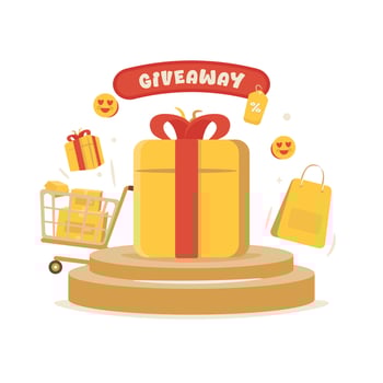 Flat design online shopping with giveaway promo vector