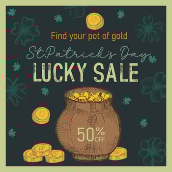 St. Patrick's Day Sale promotional card. Great for advertising, banners, leaflets and flyers. vector