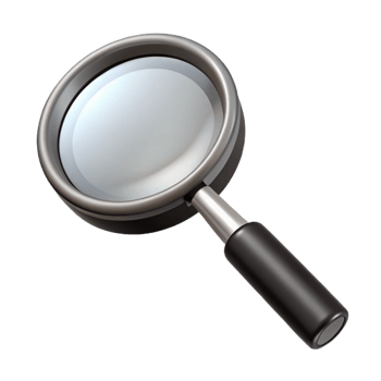 3D Magnifying Glass with Black Handle png