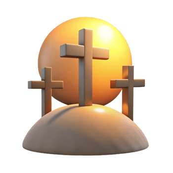 Three Crosses at Sunset in 3D png