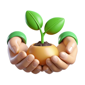 3D Icon of Hand Holding a Sapling png