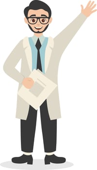 Young Male Doctor Specialist Holding Magazine vector
