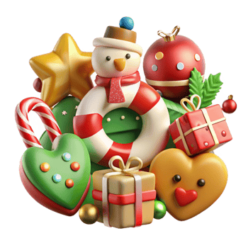 Christmas Decor with Santa and Gifts png