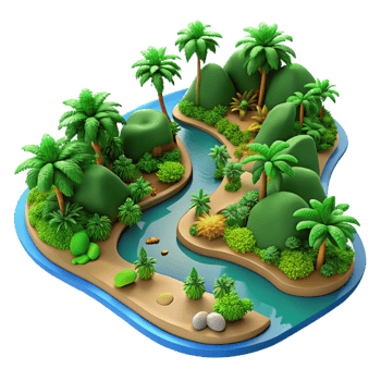 Lush Amazon River in 3D png