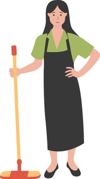 Young Woman Cleaner with Mop vector