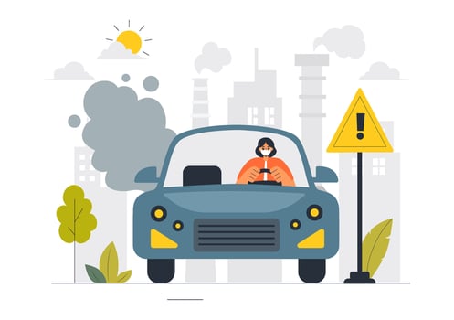 Polluted City Environment with Traffic and Toxic Automobile Emissions vector