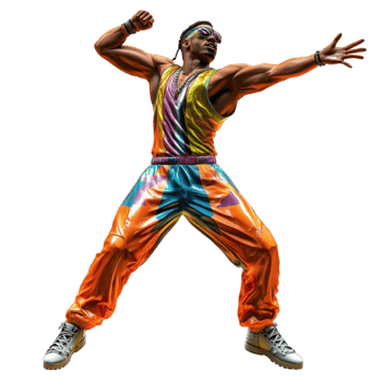 Man in Colorful Outfit Dancing png