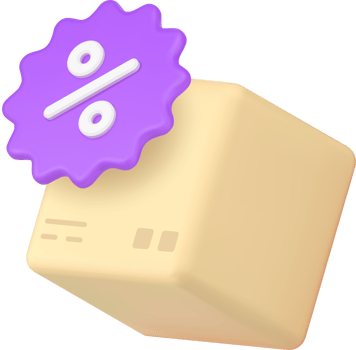 Postal parcel delivery sale discount percent cardboard box 3d icon png