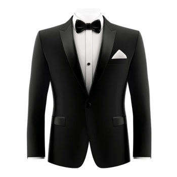 Black Tuxedo with Bow Tie and Pocket Square png