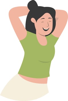 Young Lady Laughter with Green Clothes vector