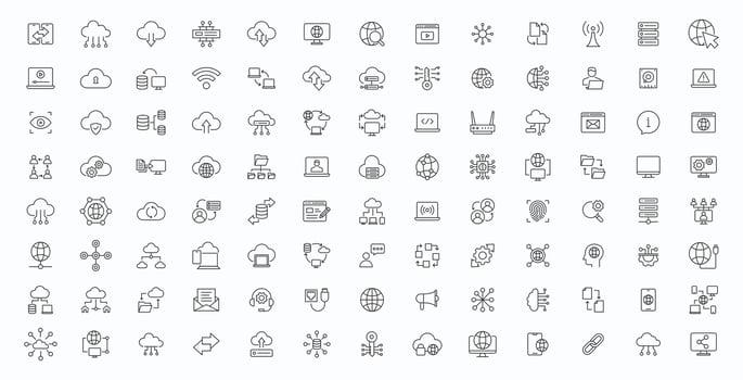 Information Technology web icon set. Network, web design, software, website, data, computer, progress, programming, internet, collection. vector
