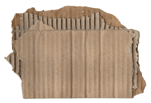 A ripped brown cardboard, torn and worn. Surface texture. Isolated. png