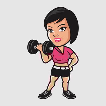 Cartoon woman lifting dumbbells, perfect for fitness inspiration vector